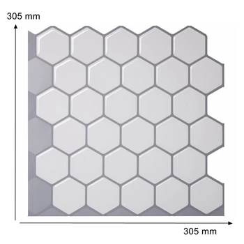 

Waterproof Mosaic Sticker White Hexagon Vinyl Wallpaper Anti-Mold Kitchen Backsplash Decor Peel And Stick Tiles For Bathroom
