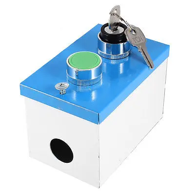 

10A AC 660V 3 Way Rotary Switch + Momentary Push Button Station Metal Housing