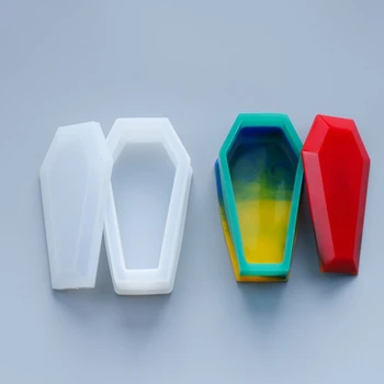 

Resin Crystal Epoxy Mold Coffin Trinket Box Silicone Mould Halloween Gothic Container DIY Crafts Making Tool