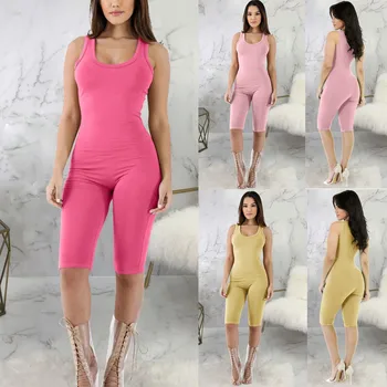 

Women Summer Sexy Fashion Sports Short Sleeve Shorts Jumpsuit Sexy Overalls For Ladies Rompers Beach Bodysuit Body Femme