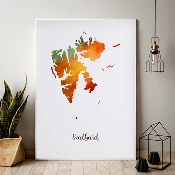 

Svalbard map watercolor Map Modern City Canvas Art Print Wall Pictures for Living Room No Frame