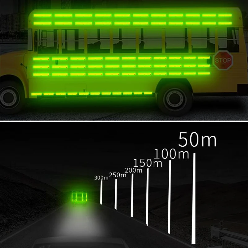 BCC Ruban réfléchissant, 5m x 5cm Ruban de marquage de sécurité étanche  pour l'extérieur, voiture, remorque, vélo 2 pièces (blanc et jaune)