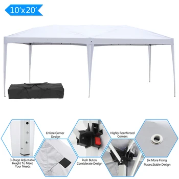

3 x 6m Home Use Outdoor Camping Waterproof Folding Tent with Carry Bag White