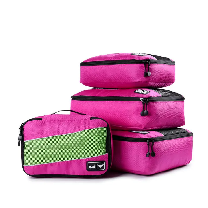 Qiyuer дорожные сумки Упаковка кубики для верхней одежды рубашки бюстгальтеры нейлон дышащий для мужчин и женщин путешествия чемодан Органайзер куб набор - Цвет: Rose