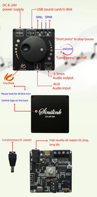 Amplificatore Bluetooth 5.0 Stereo 20W+20W - Con AUX, USB, Controllo App, Per Casa E Auto - Foto 2