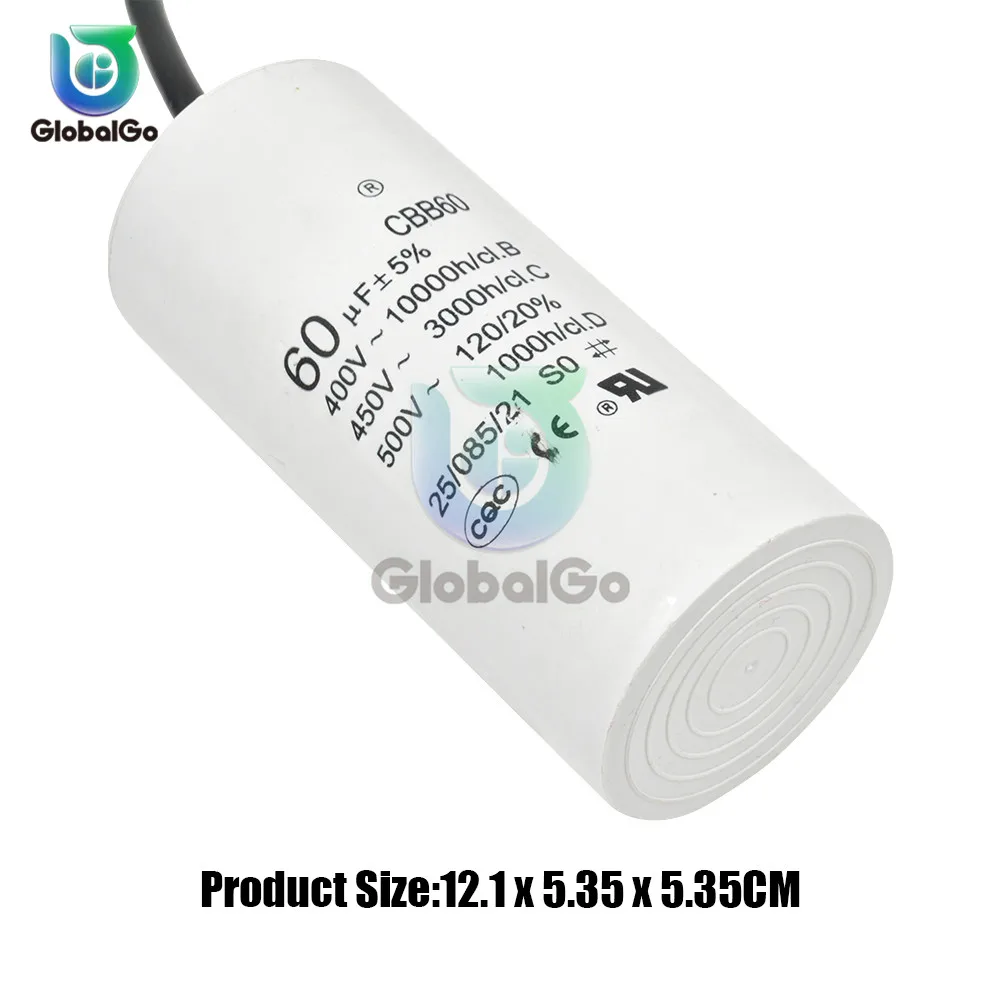60UF 400-500V CBB60 конденсатор из полипропиленовой пленки 450V 10 мкФ 20 мкФ 30 мкФ 40 мкФ 60 мотор с переменным током холодильник стиральная машина Run пусковые конденсаторы - Цвет: 60UF