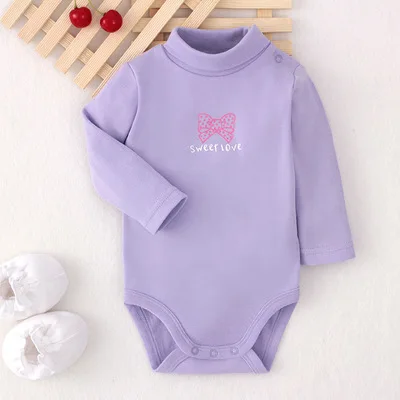 Newborn Baby Girl Clothing Bodysuits Tops Cotton Long Sleeved Romper 9-24M Outfits Clothes Jumpsuit Ruffled Costume for Kids New Purple