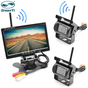 

GreenYi 7" TFT LCD Monitor + Infrared Wireless Backup Camera for Truck Trailer RV Tractor Monitor Kit Avoids Blind Zones