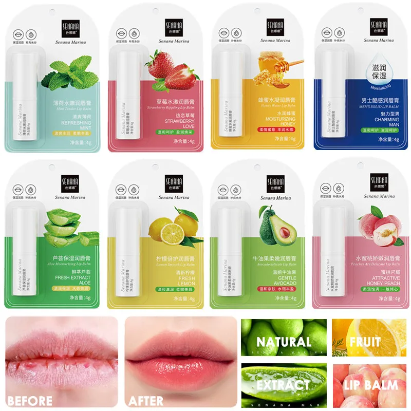 Natural Fruit Lip Balm Moisturizing Hygienic Lipstick Plumper Durable Aloe Vera Mint Cracked Dry Lips Hydrating Korean Lip Balm