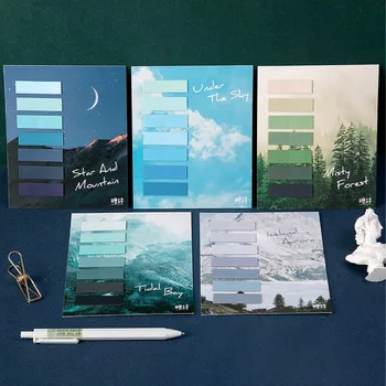 

70 Pcs Colored Sticky Notes Creative Landscape Memo Pads PVC Decorative Stickers For Kids School Office DIY Stationery Supplies