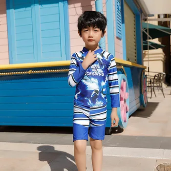 

Children's Swimwear Baby Boy Swimsuit For Clothing Clothes Kids Bikini Children Bathing Suit Long Sleeve Pants Animal Polyester