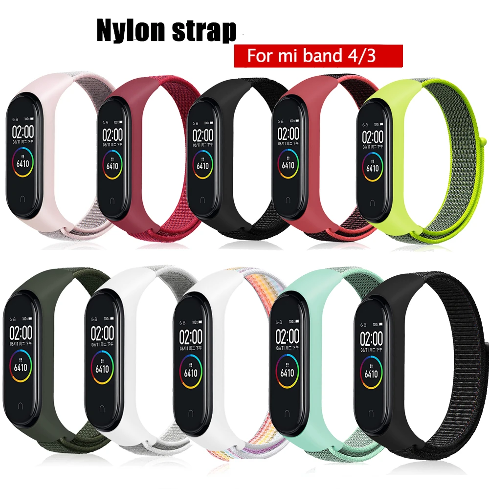 

Velcro nylon strap for Xiaomi mi band 4 bracelet NFC smart Watch replacement mi band 3 colorful strap anti-lost wristband