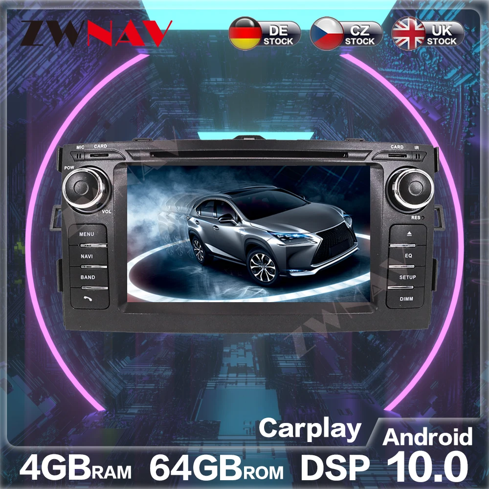 Автомобильный DVD-плеер 7 дюймов Восьмиядерный процессор 64 ГБ Android 10 0 стерео