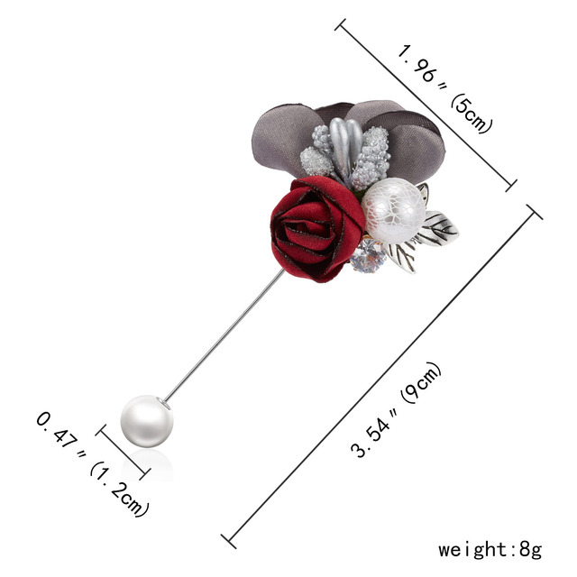 Cloth Art Pearl Fabric Flower Brooch Pin Rose Flower Bowknot Leaf Crystal Bead Cardigan Shirt Shawl Pin Coat Badge Jewelr