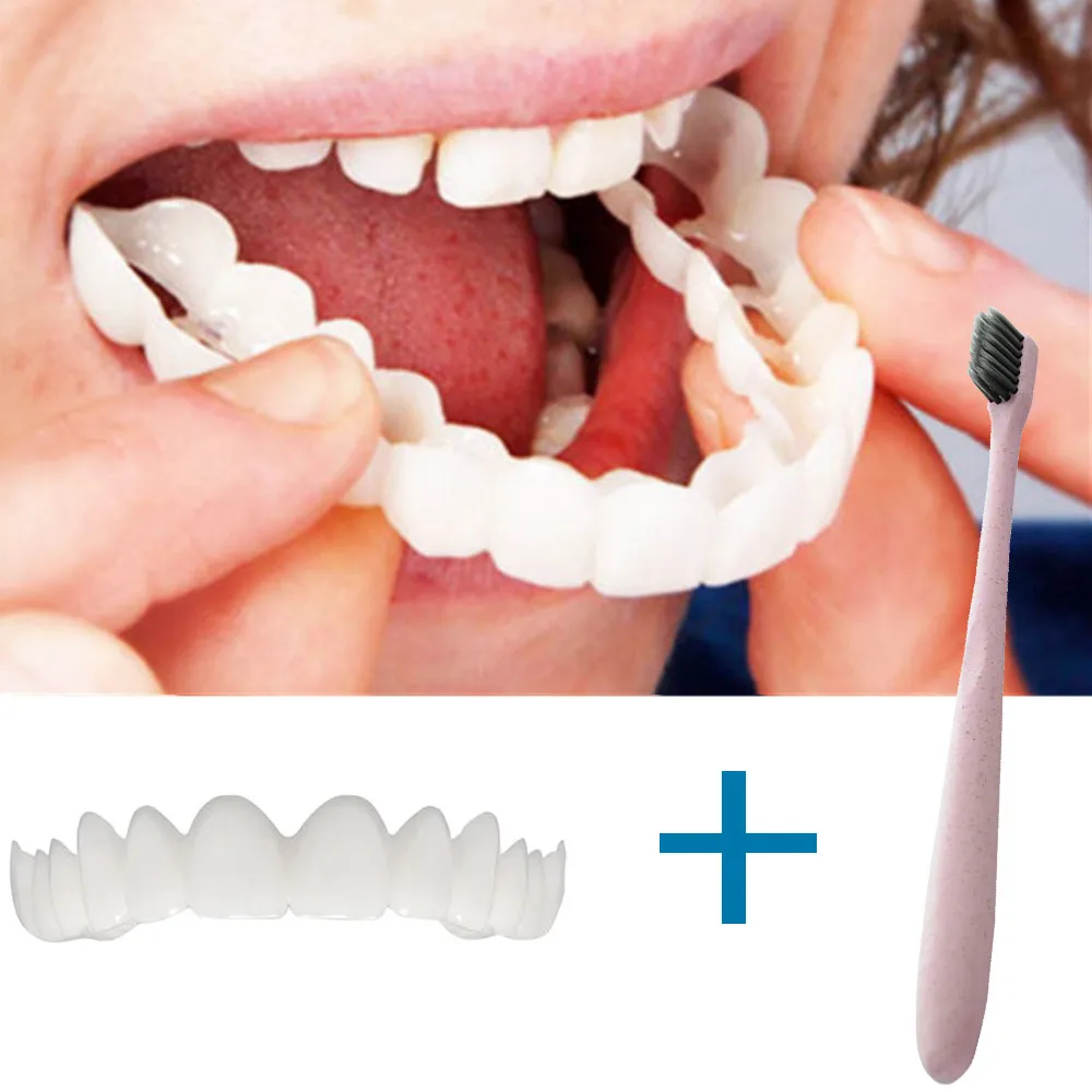 

Retain Smile Comfort Fit Flex Teeth Denture Teeth Top Cosmetic Perfect Smile Veneer +Cleaning toothbrush Cosmetic Dental
