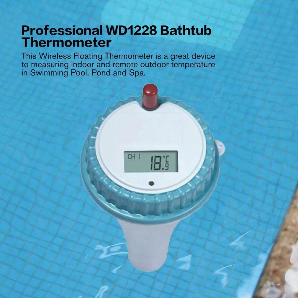 Профессиональный WD1228 Ванна термометр беспроводной Крытый и открытый термометр для бассейна с будильником и часами и датой
