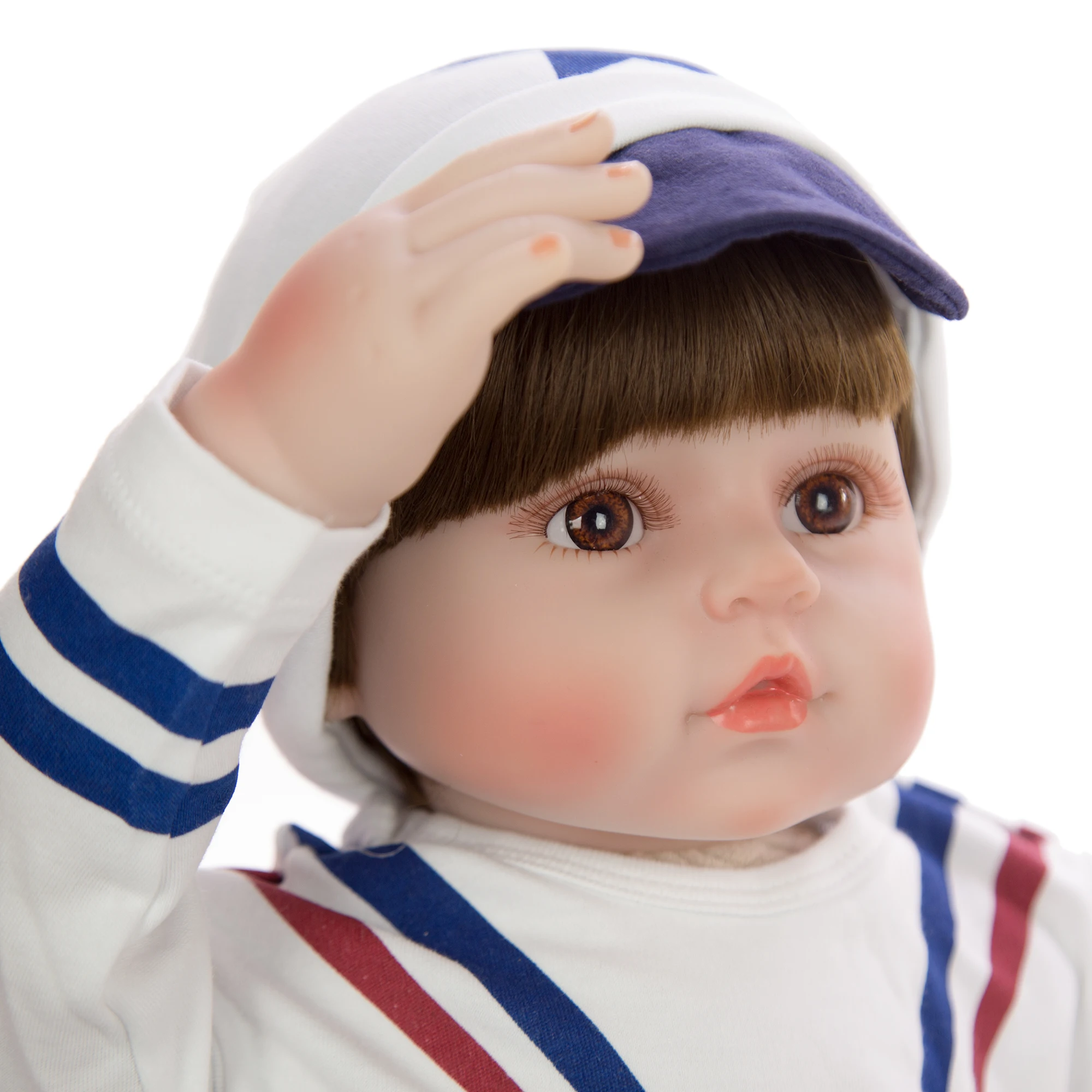 60 cm Lifelike Reborn Dolls Soft Silicone Vinyl Baby Doll Cosplay Navy Uniform Toy For Kid Birthday Gift Boy Play House Boneca