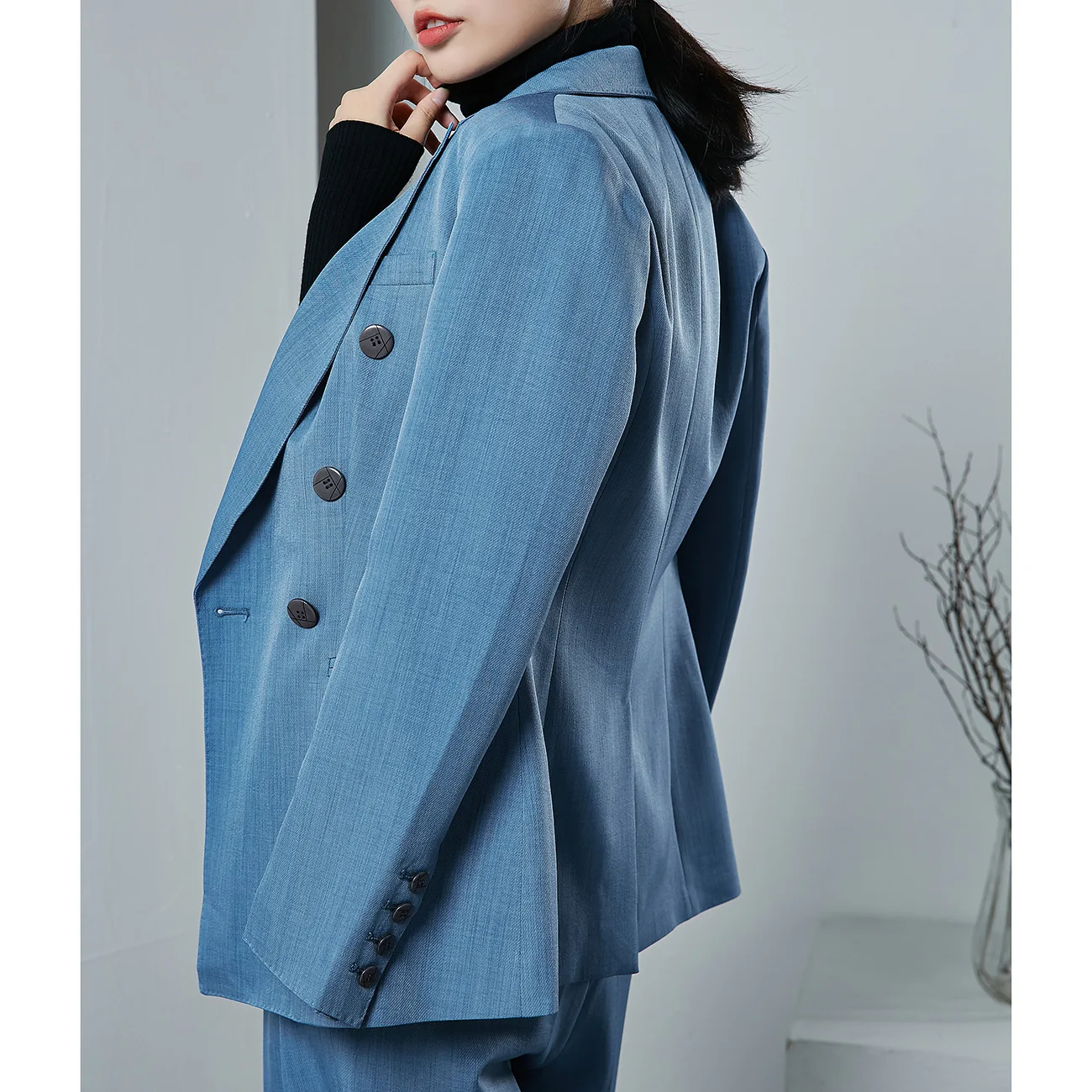 

2018 Autumn New Style Commuting Slim Fit Slimming Suit Women's Double Breasted Suit Set Goods
