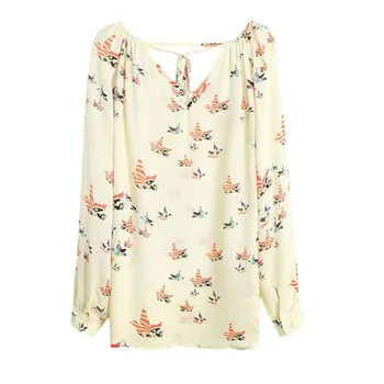 

New Women Summer Chiffon Top Blouse Short Long Sleeve Print Casual Loose Shirt