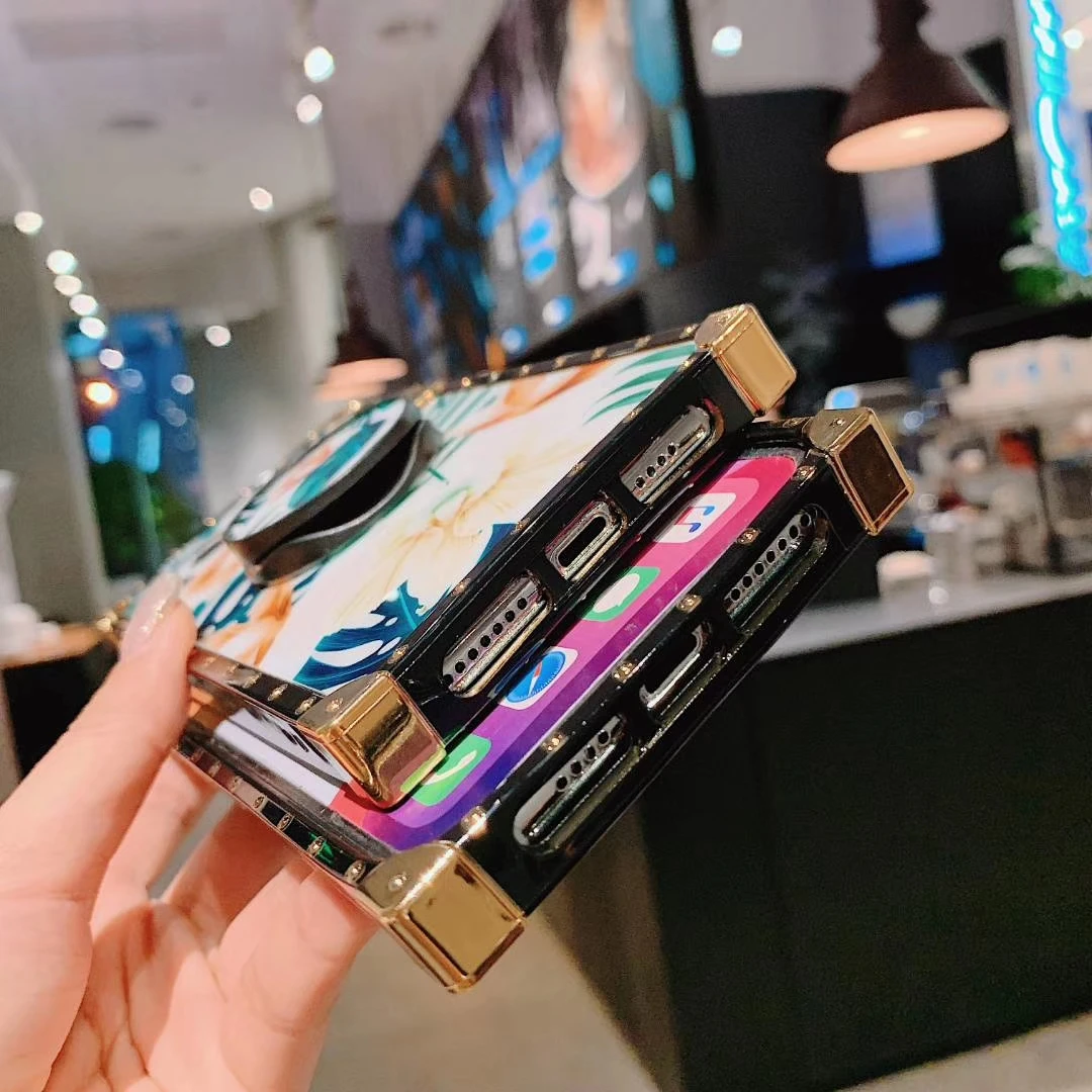 Чехол для samsung S8 S9 Plus Note 8 Note 9 Note 10, роскошная квадратная задняя крышка с металлическими заклепками, защитный чехол с цветами
