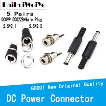Connecteur d'alimentation, 10 pièces, 5 paires, 2.1x5.5 2.5x5.5, prise femelle + adaptateur de prise mâle DC099 DC022B DC 005