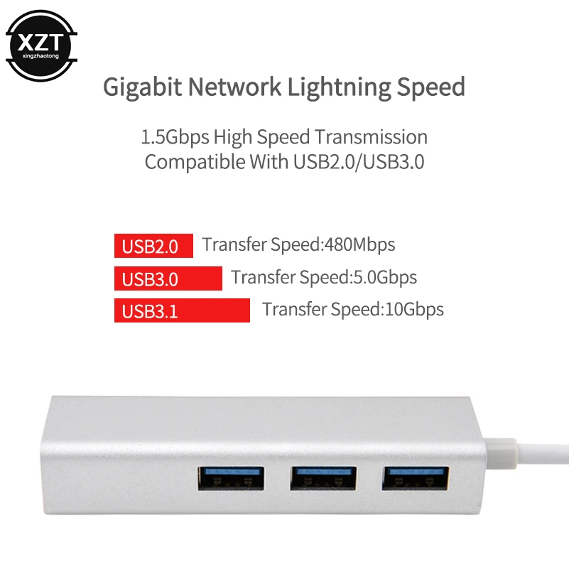 100/1000 м USB-C Ethernet адаптер 3 USB C концентратор для Ethernet RJ45 Lan адаптер Сетевая карта гигабит Интернет для Macbook type C концентратор