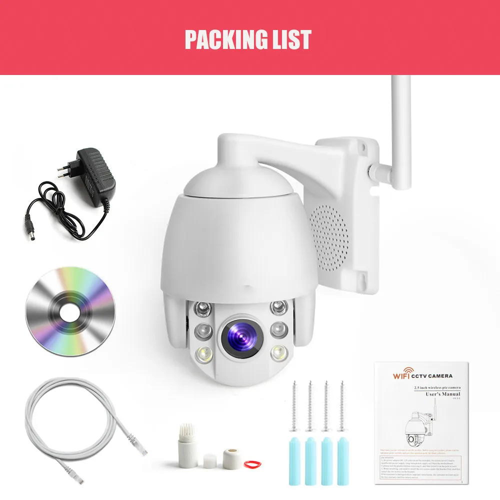 

Surveillance Camera With Wifi Mini 2.5 Inch PTZ 1080P Outdoor 5X Zoom / 4mm Fixed Lens Wireless Camera IR 60m Two Way Audio