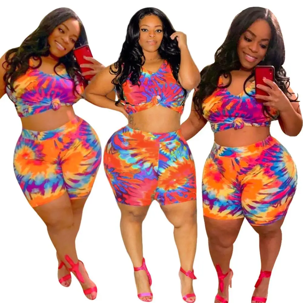 

Plus Size 2 Piece Sets for Women Summer 2020 3XL 4XL XXXXL XXXXL Ladies Two Piece Matching Sets Sexy Outfits 2 Piece Short Set