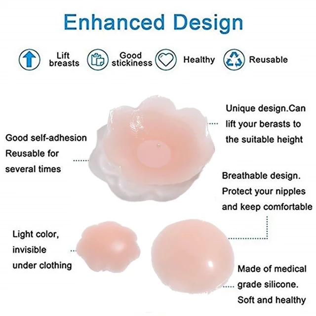 Reusable Women Breast Petals Lift Nipple Cover Invisible Petal Adhesive  Strapless Backless Stick on Bra Silicone