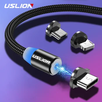 

USLION 2M Fast Charging Magnetic Cable Micro USB Type C Charger For iPhone XS X 8 7 Samsung S10 9 Magnet Android Phone Cable 3M