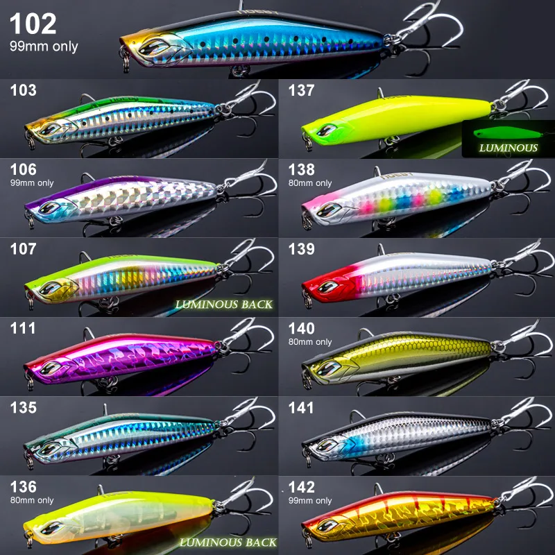 Noeby Sinking Fishing Lures 80mm 14 18g 99mm 28 36g Pencil Long Casting Wobblers Artificial Hard Baits for Bass Sea Fishing Lure