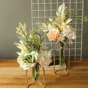 

Dry Burned Hydrangea Artificial Rose Bouquet Patio Indoor Outdoor House Office Decor Wedding Table Flowers