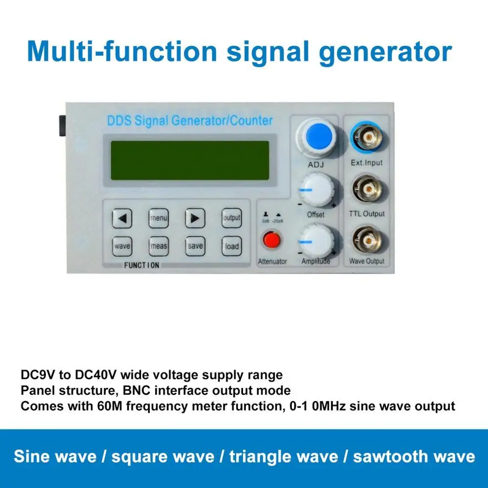 FellTech SGP1002S Embedded Panel DDS Function Signal Generator/Teaching Instrument Signal Frequency Counter with Adapter EU