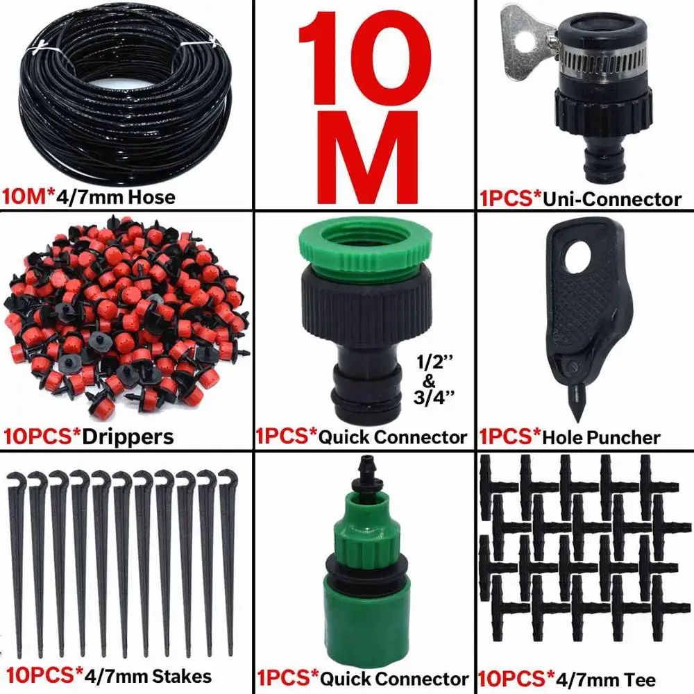 KESLA 5M-30M Drip Irrigation Watering Kits System Garden Greenhouse Automatic Adjustable Drippers 8 Outlets Sprinkler 4/7mm Hose 