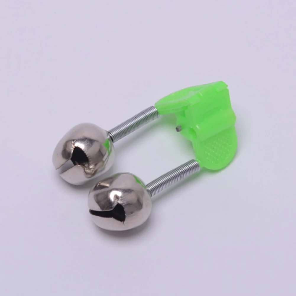Night Fishing Rod Clamp Tip Clip Ring Fish Bait Alarm Bells Tone Green