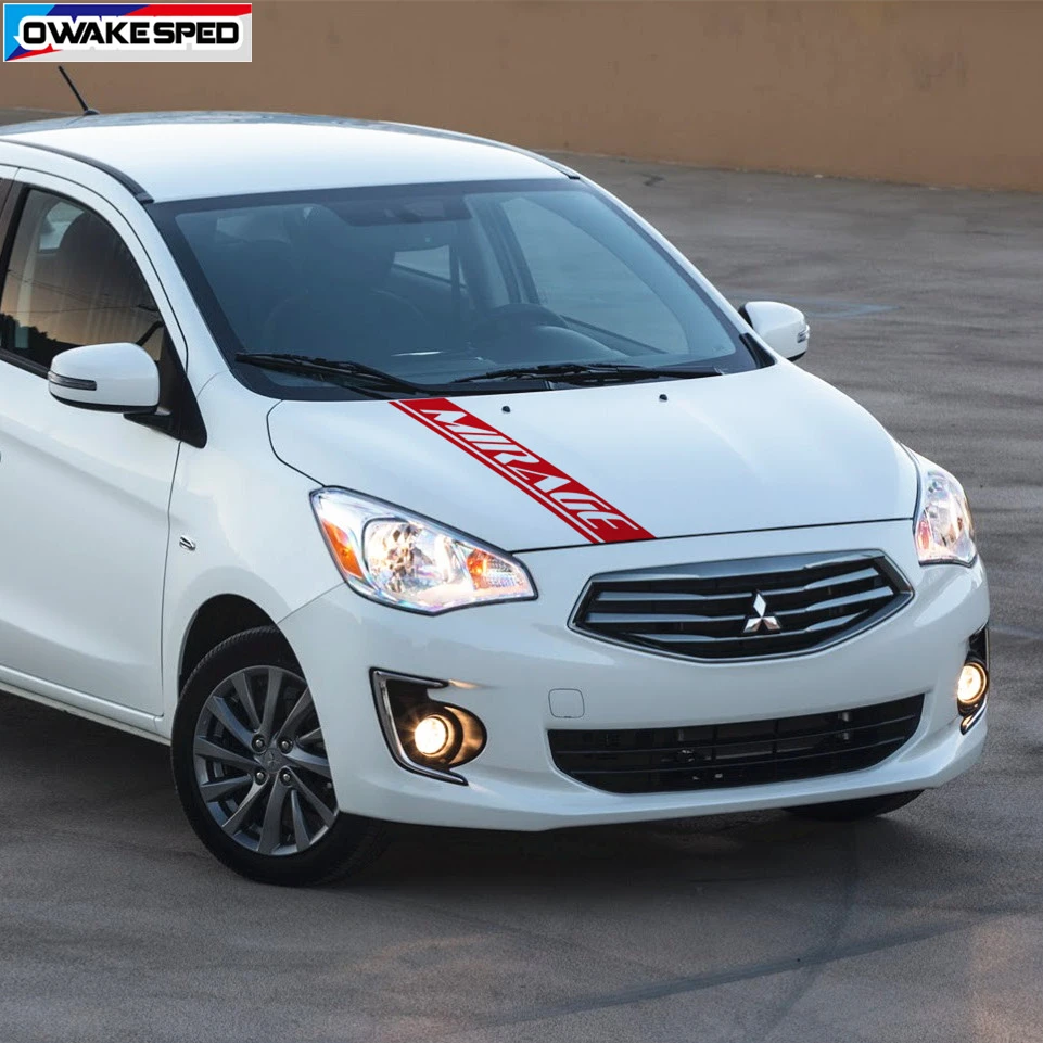 Untuk Mitsubishi MIRAGE Sport Stripes Mobil Topi Tudung Dekorasi