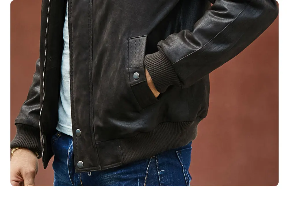 Новая мужская кожаная куртка-бомбер, черная куртка из натуральной кожи, теплая куртка-пилот на зиму
