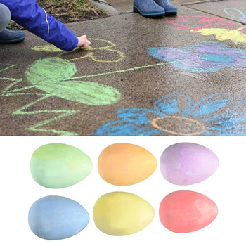 

6pcs Graffiti Sidewalk For Blackboards Eggs Shaped Kindergarten Coloured Chalk Non Toxic Kids Gift Office School Stationery