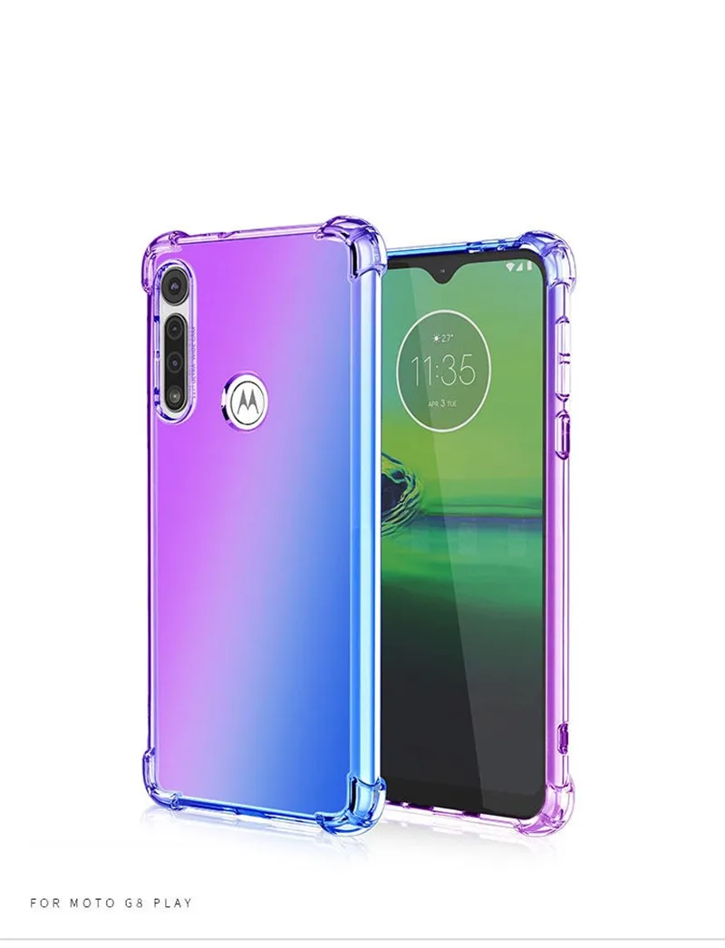 Силиконовый мягкий чехол с градиентом для Motorola Moto G8 Play G8 Plus ONE MACRO E6 Play E6 Plus, противоударный чехол на заднюю панель, защитный чехол