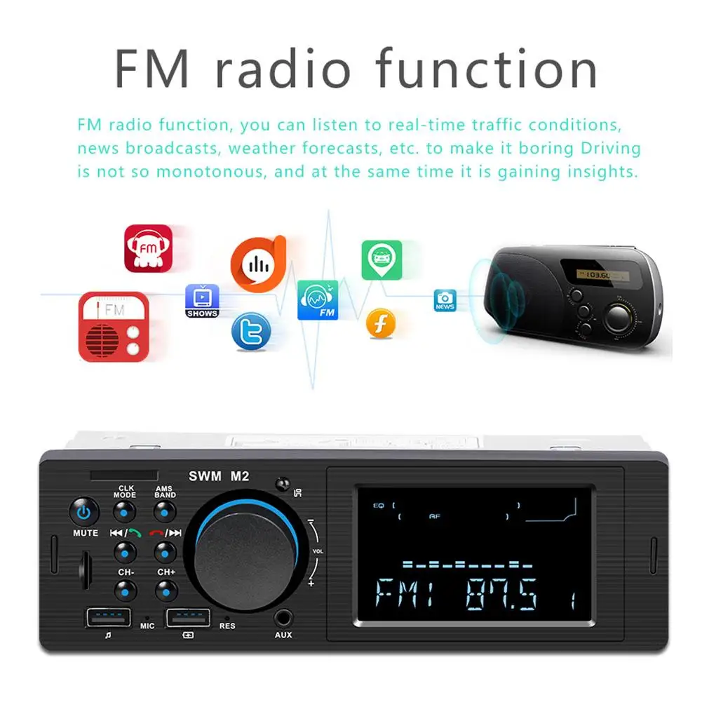 Автомобильный Радио FM Авторадио Bluetooth мультимедийный MP3 плеер Автомобильный стерео 12 В Авто Аудио Радио пульт дистанционного управления музыкальный плеер FM Bluetooth