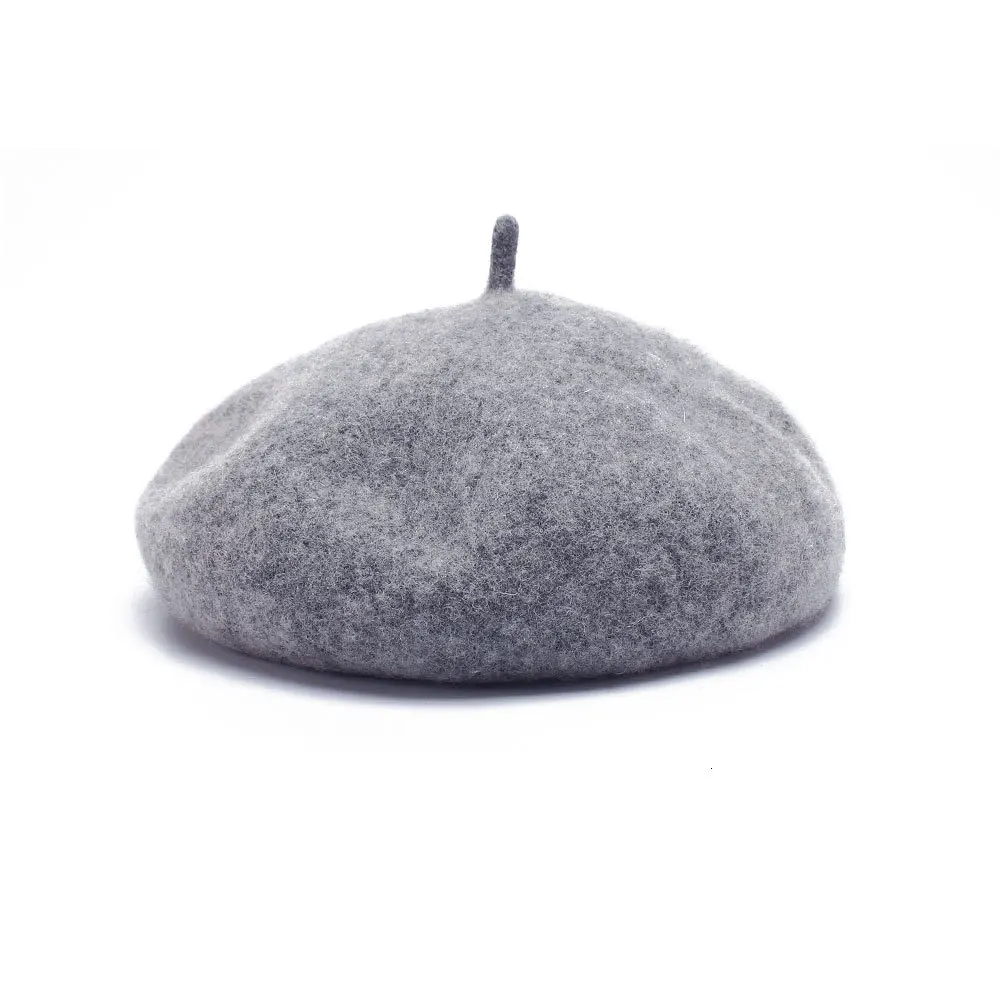 Light Grey Зимняя женская шерстяная французская шляпа берет шапки художника классический стиль шапка леди девушки береты шляпа женщина художника шапочка s - Цвет: Light Grey