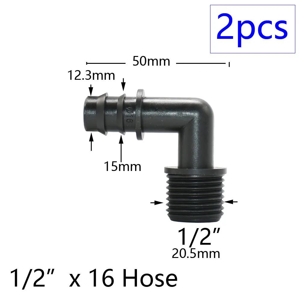 2pcs 1/2" 3/4" 1" Thread To Barb 16mm 20mm 25mm 32mm PE Hose Connector Adapter Gagriculture Irrigation System Pipe Coupler