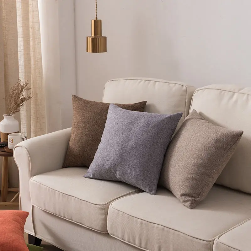 Pillowcase 2pcs 45x45 Linen Texture Gray Various Color Pillows Cover