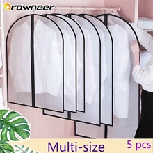 5PCs Antipolvere Porta Abiti E Coperture Antipolvere Per Vestiti PEVA TRASPARENTE Cappotto di Protezione Armadio Anti-bassa temperatura Pieghevole Vestito Appeso Sacchetto di Indumento