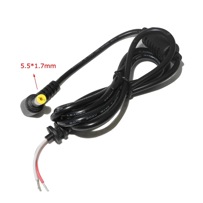 Cable Length: Black 5.5x1.7mm DC Power Charger Plug Cable Connector for Acer Laptop Adapter ShineBear JCD 10PCS 5.51.7mm 