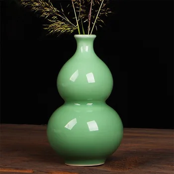 

Chinese Gourd Celadon Ceramic Flower Vase Home Decoration Modern Flower Vase Plant Holder Desk Hydroponics Device Room Decor