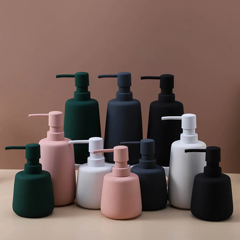 Matte Ceramic Soap Dispenser Bathroom 260ml 400ml Liquid Empty Refill Sub-bottle Hand Sanitizer Shower Gel Shampoo Bottles