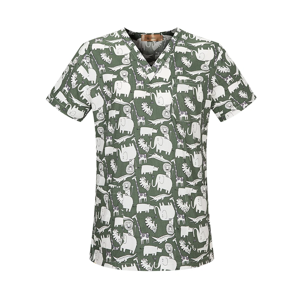 Спецодежда eauty and health, униформа для кормления, спа, uniformFashion, с принтом, топы, v-образный вырез, короткий рукав, топ с двумя большими карманами - Цвет: tops