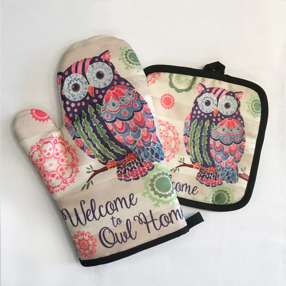 Cartoon bunny pattern Baking Gloves Insulation Mat Microwave Oven Cooking Mitts Nordic Baking Potholders Kitchen Accessories silicone oven mitts kitchen gloves silicone oven gloves cotton pot holders