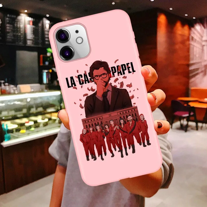 Чехол для iPhone 11 Pro Max Money Heist House Of papel для телефона iPhone 6S 6 7 8 Plus XS MAX XR x - Цвет: PINK TPU